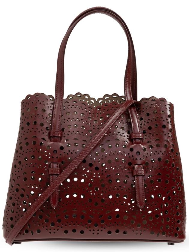 Mina 25 Wave Lux Calfskin Tote Bag Burgundy - ALAIA - BALAAN 1