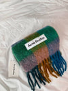 Check Mohair Muffler Turquoise Camel Blue - ACNE STUDIOS - BALAAN 7