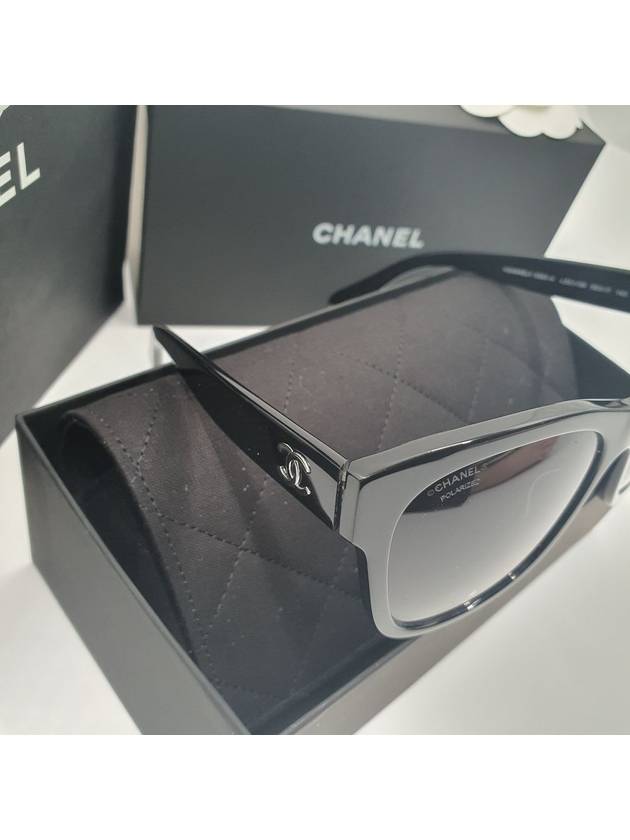 Eyewear Square Polarized Gradient Lens Sunglasses Black Grey - CHANEL - BALAAN 6