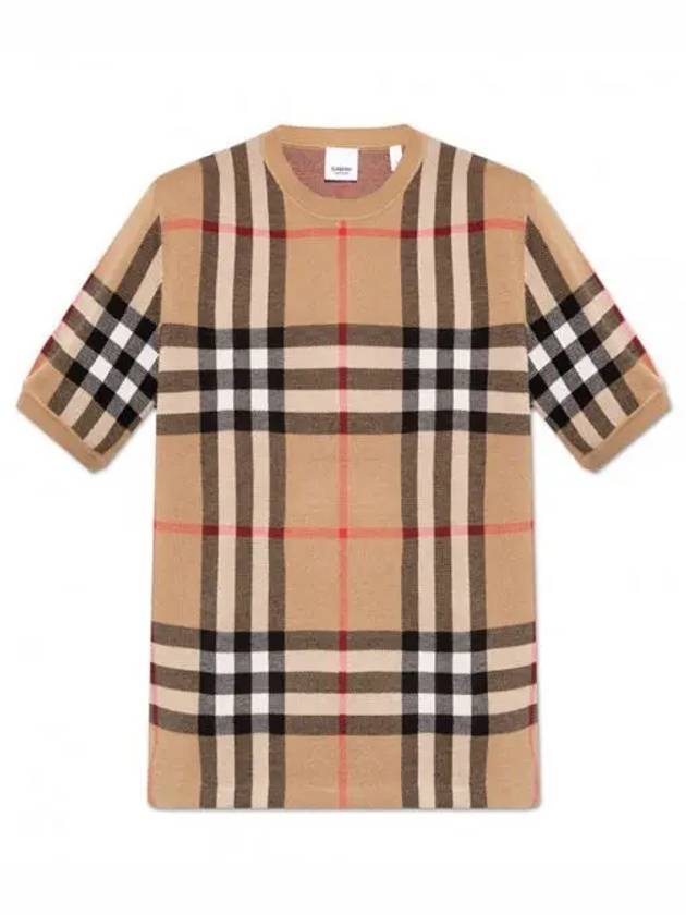 Men's Jacquard Check Pattern Silk Wool Knit Top Beige - BURBERRY - BALAAN 2