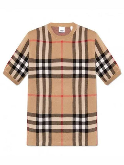 Men's Jacquard Check Pattern Silk Wool Knit Top Beige - BURBERRY - BALAAN 2