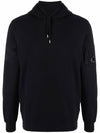 Men's Light Fleece Lens Wappen Hoodie Black - CP COMPANY - BALAAN 1