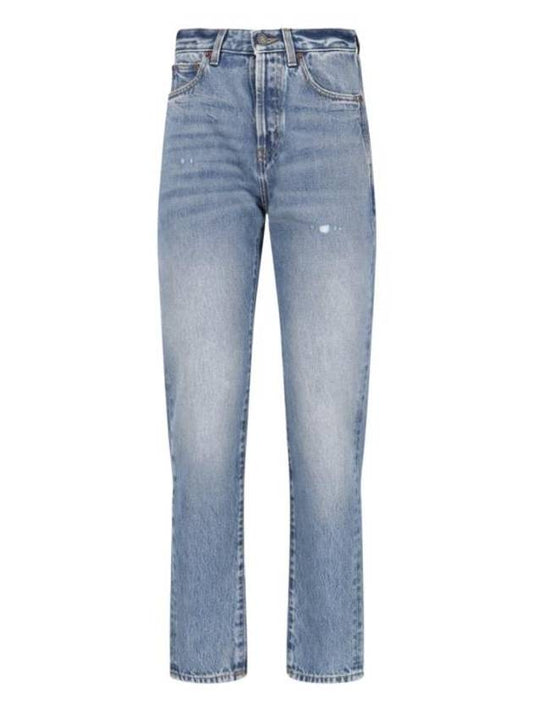 Slim Fit Denim Cotton Straight Jeans Blue - SAINT LAURENT - BALAAN 1