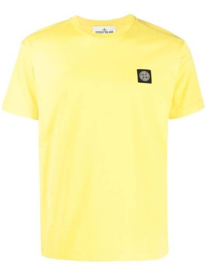 Logo Patch Cotton Short Sleeve T-Shirt Yellow - STONE ISLAND - BALAAN 2