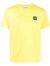 Logo Patch Cotton Short Sleeve T-Shirt Yellow - STONE ISLAND - BALAAN 2