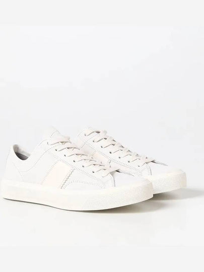 Logo Detail Suede Low Top Sneakers White Beige - TOM FORD - BALAAN 2