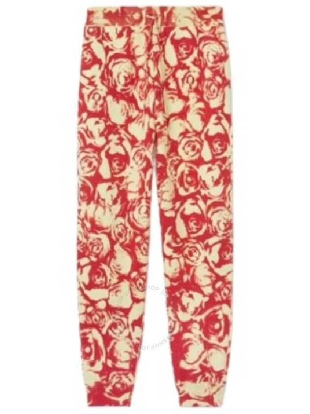 Burberry Ladies All Over Rose Print Wool Jogging Pants - BURBERRY - BALAAN 1