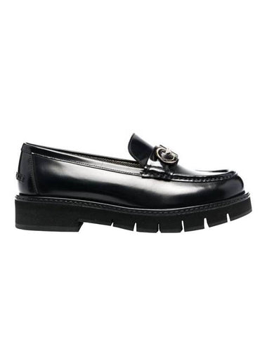 Gancini Buckle Chunky Sole Leather Loafers Black - SALVATORE FERRAGAMO - BALAAN 1