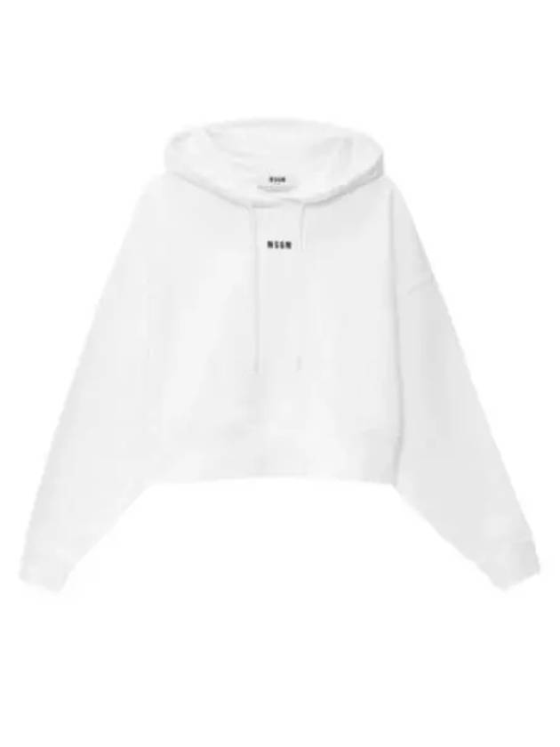 Micro Logo Print Cotton Hoodie White - MSGM - BALAAN 2