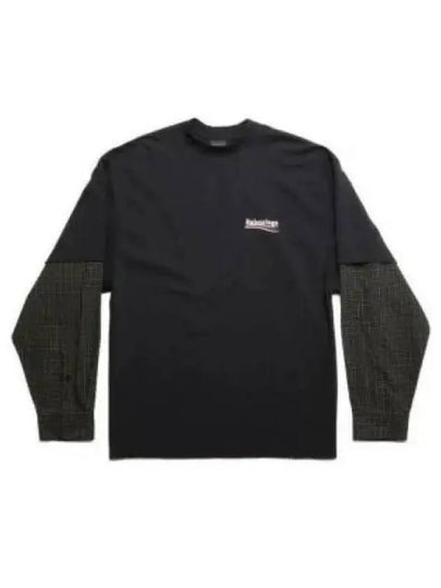 Political Campaign Oversized Layered Long Sleeve T-Shirt Faded Black - BALENCIAGA - BALAAN 2