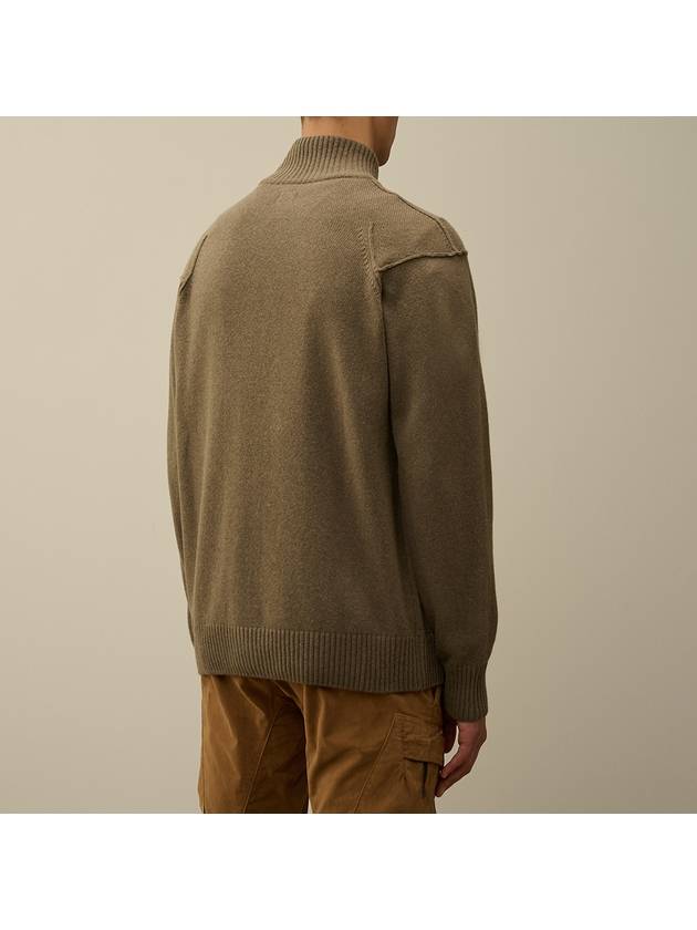 Lambswool GRS Zipped Cardigan Beige - CP COMPANY - BALAAN 5