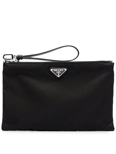 Re-Nylon and Saffiano Leather Clutch Bag Black - PRADA - BALAAN 2