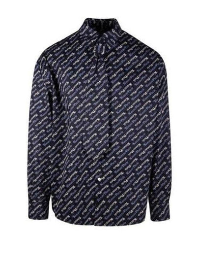 Verdy Monogram Print Allover Cotton Long Sleeve Shirt Navy - KENZO - BALAAN 2