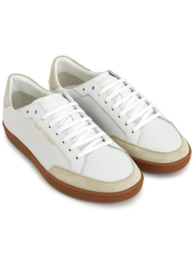 Court Classic Perforated Beige Tab Low Top Sneakers White - SAINT LAURENT - BALAAN 4