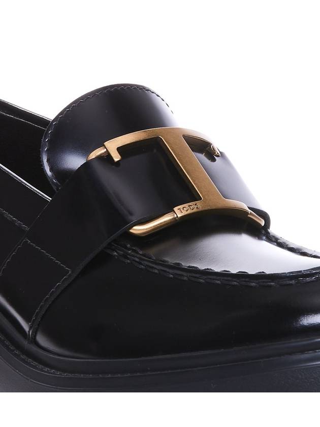 T Logo Leather Loafer Heels Black - TOD'S - BALAAN 4