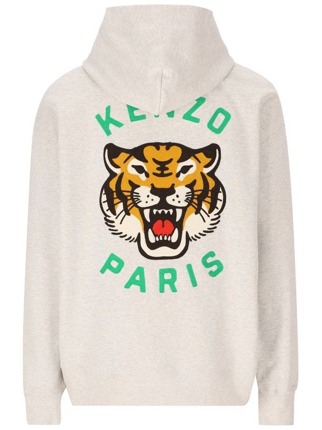 Lucky Tiger Oversized Cotton Hoodie Grey - KENZO - BALAAN 3