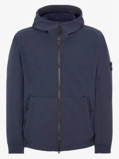 Men's Wappen Patch Softshell Zip Up Hoodie Navy - STONE ISLAND - BALAAN 2