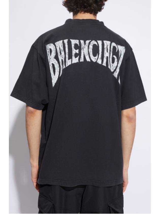 Hand-Drawn Medium Fit Short Sleeve T-Shirt Black - BALENCIAGA - BALAAN 8