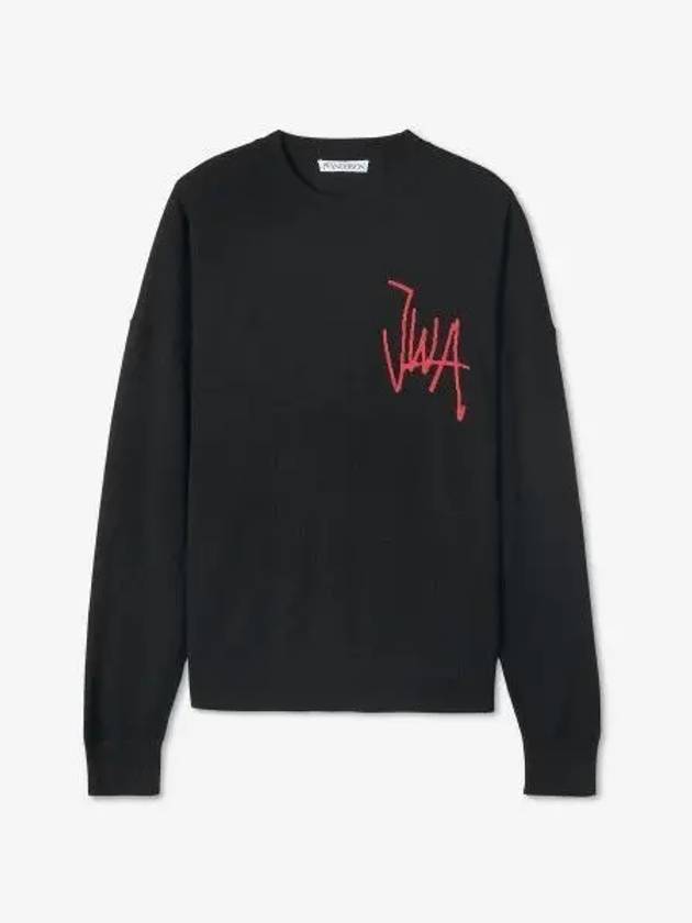 Logo Crew Neck Jumper Knit Top Black - JW ANDERSON - BALAAN 2