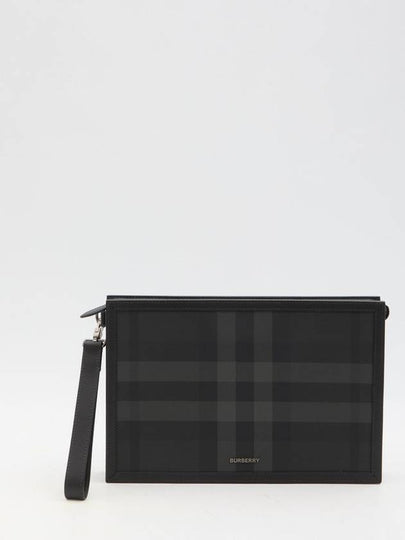 Check Small Logo Clutch Bag Black - BURBERRY - BALAAN 2