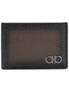 Gancini Logo Leather Card Wallet Brown - SALVATORE FERRAGAMO - BALAAN 3