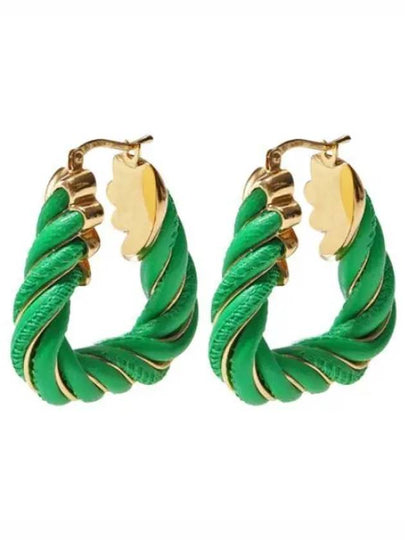 Twisted Triangle Hoop Earrings Green - BOTTEGA VENETA - BALAAN 2