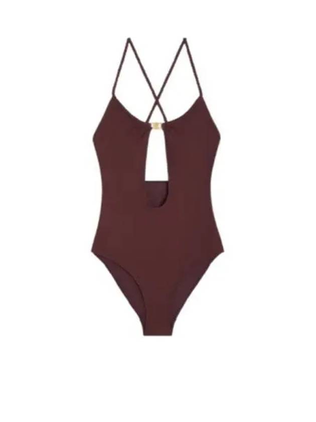 Triomphe Matte Jersey One-Piece Swimsuit Prune - CELINE - BALAAN 2