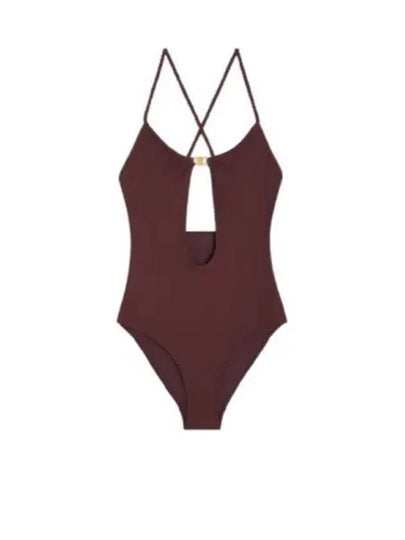 Triomphe Matte Jersey One-Piece Swimsuit Prune - CELINE - BALAAN 2