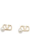 V Logo Signature Metal Resin Earrings Gold - VALENTINO - BALAAN 2