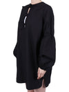 Women's Poplin Tie Short Dress Black - GANNI - BALAAN.