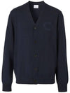 Men's Embroidered Oak Leaf Crest Wool Cardigan Smoke Navy - BURBERRY - BALAAN 1