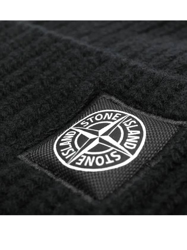 Logo Patch Rib Wool Beanie Black - STONE ISLAND - BALAAN 7