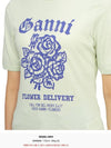 Flower Logo Cotton Short Sleeve T-Shirt Light Mint - GANNI - BALAAN 7