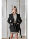 Women's Wool Belted Jacket Black - PRETONE - BALAAN 2