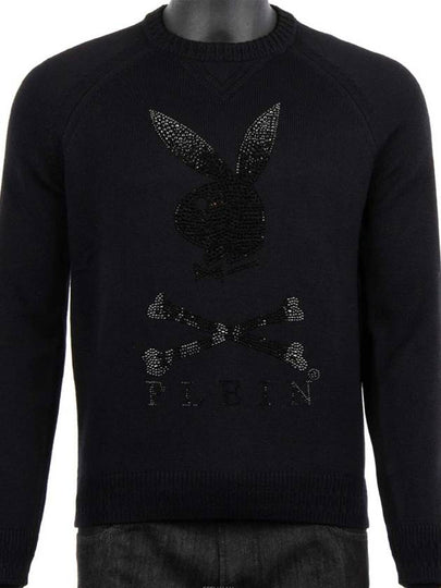 Playboy Crystal Bunny Wool Knit Top Black - PHILIPP PLEIN - BALAAN 2