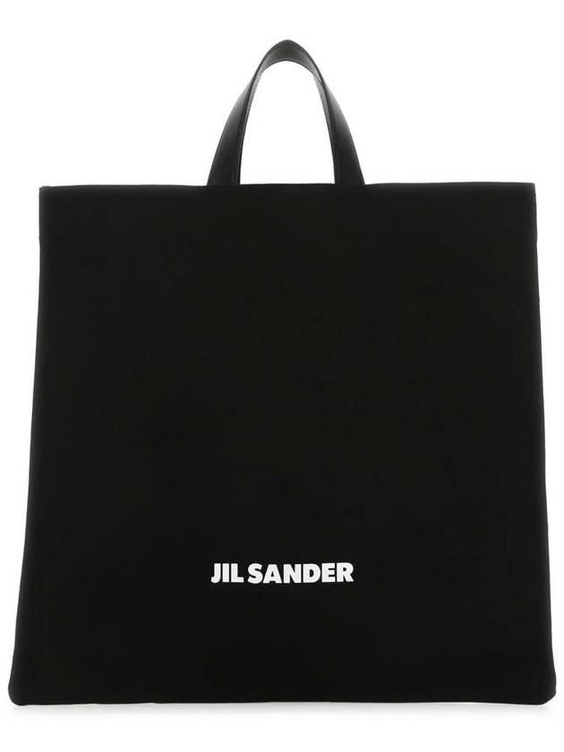 Logo Print Square Canvas Tote Bag Black - JIL SANDER - BALAAN 2