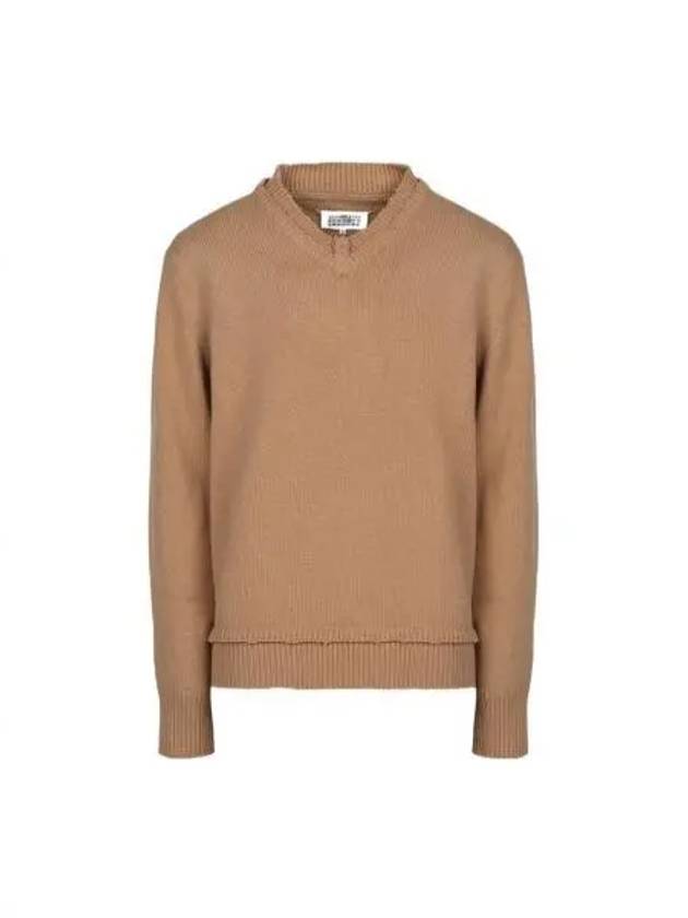 Men's 4 Stitch Elbow Patch Knit Top Beige - MAISON MARGIELA - BALAAN 2