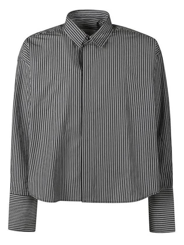 Striped Oversized Shirt Black - AMI - BALAAN 1