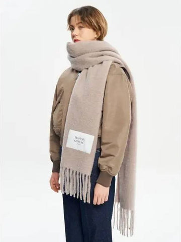 Women s Alpaca Plain Scarf Muffler Dark Beige Domestic Product - MAISON KITSUNE - BALAAN 1