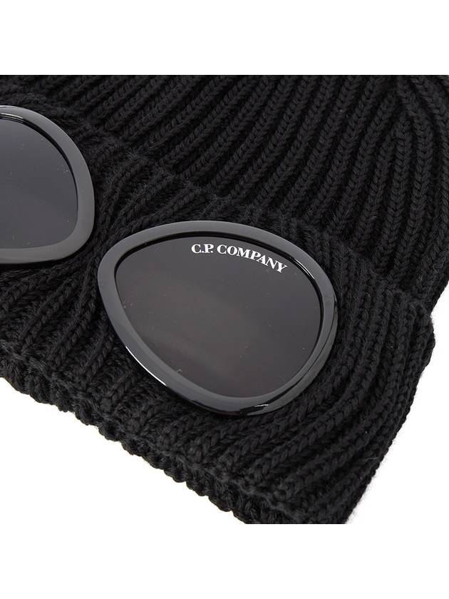 Extra Fine Merino Wool Goggle Beanie Black - CP COMPANY - BALAAN 5