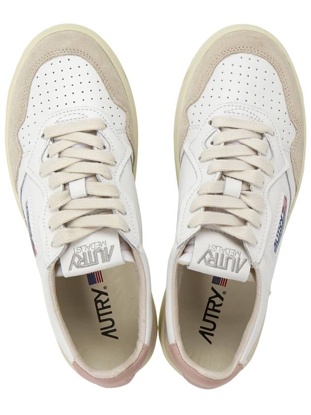 Medalist Leather Suede Low Top Sneakers White Pink - AUTRY - BALAAN 3