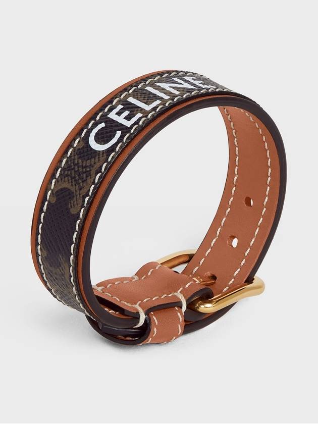 Triomphe Canvas Leather Bracelet Gold Tan - CELINE - BALAAN.