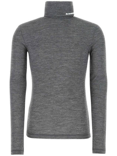 Slim Fit Logo Print Turtleneck Dark Gray - JIL SANDER - BALAAN 1