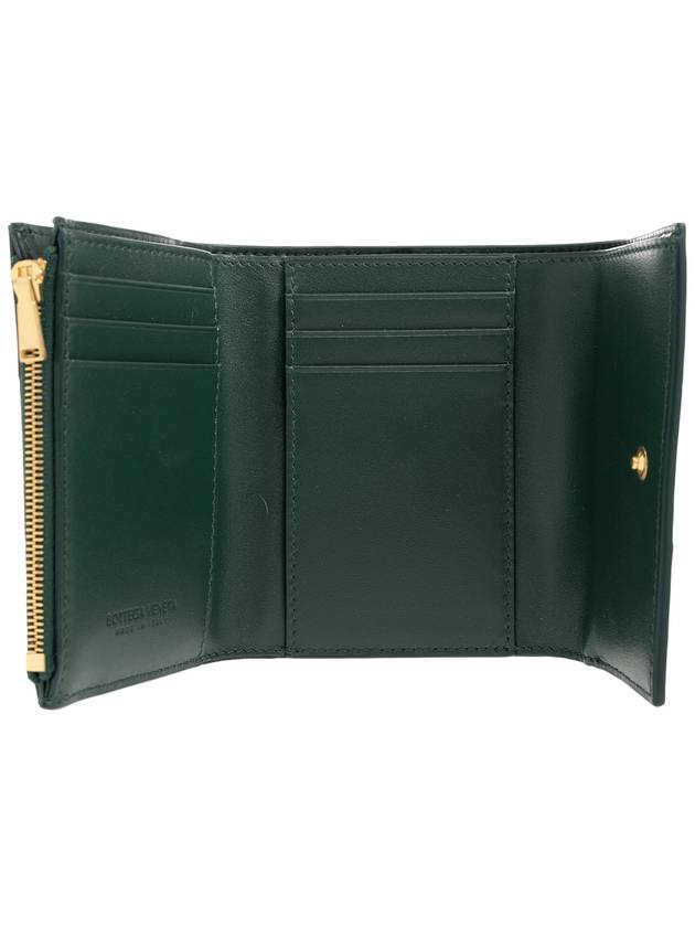 Cassette Tri-Fold Zipper Half Wallet Emerald Green - BOTTEGA VENETA - BALAAN 3