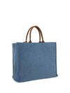 Embroidered Logo Raffia Tote Bag Light Blue - MARNI - BALAAN 4