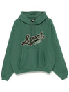 satin patch overfit brushed hoodie 118556 GREEN - STUSSY - BALAAN 1