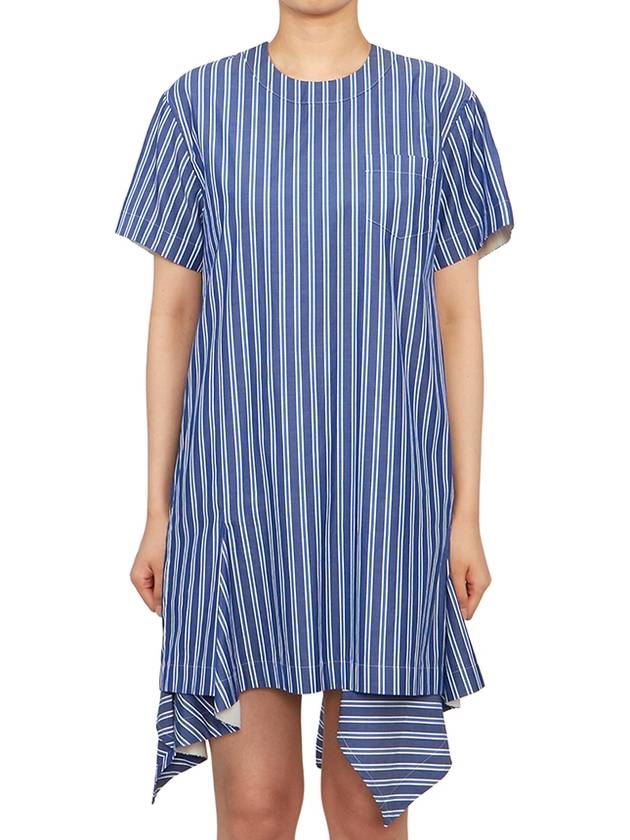 Stripe Cotton Poplin Pullover Short Dress Blue - SACAI - BALAAN 4