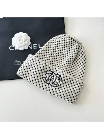 CC logo cashmere beanie knit hat AAA204 - CHANEL - BALAAN 1