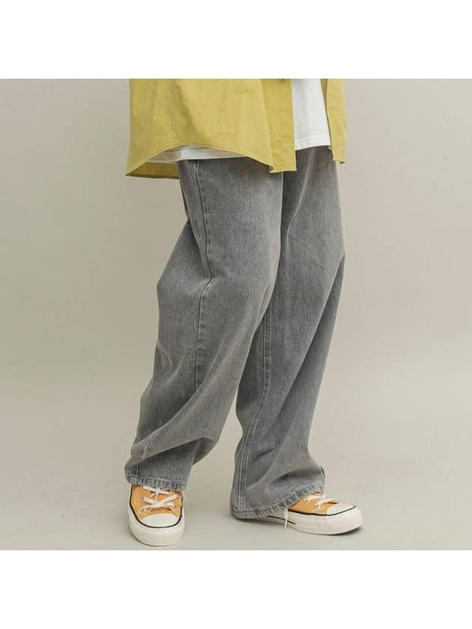 Stone washed over wide denim pants gray denim - GOLD PERCENT - BALAAN 1