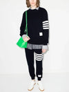 4-Bar Striped Waffle Wool Cashmere Pullover Knit Top Navy - THOM BROWNE - BALAAN 5